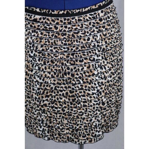 Calvin Klein Skirt Women's Size 8 Animal Print Cheetah Ruffled Hidden Zipper VTG - Picture 6 of 9